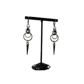 Stainless Steel Gothic Double O Ring Spike Dangle Earrings